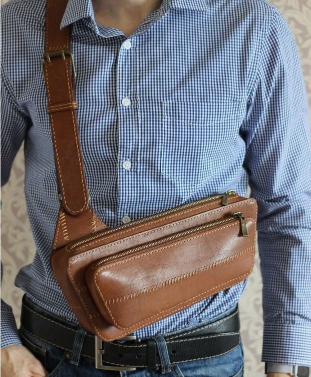 Выкройка небольшая кожаная мужская сумка слинг (Sling Bag)